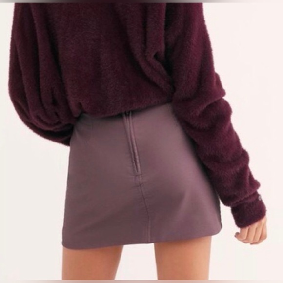 Purple Free People Midnight Magic Faux Leather Skirt - Picture 3 of 5